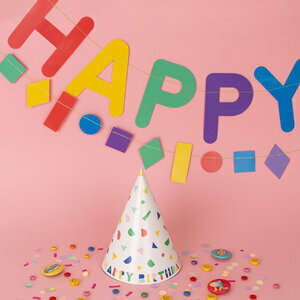 guirlande en papier - happy birthday multicolore