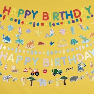 guirlande en papier - happy birthday pastel