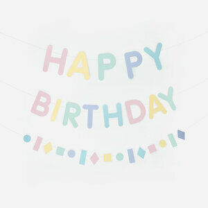 guirlande en papier - happy birthday pastel